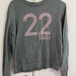 Hollister Pink Logo Gray Sweatshirt Size M